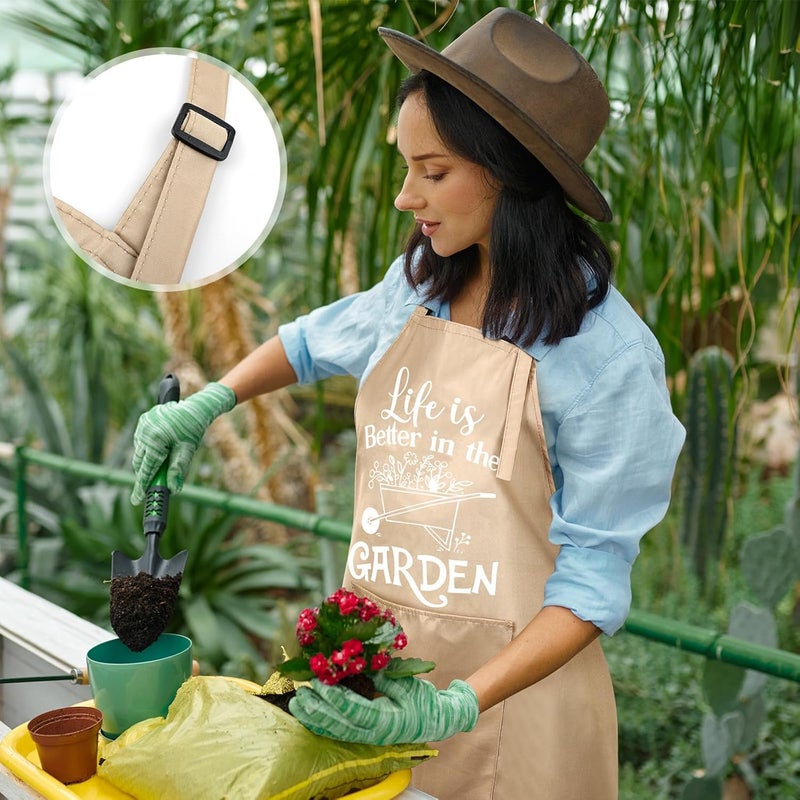 Breathffy 3 Pcs Garden Aprons for Women Funny Waterproof Gardening Aprons with Pockets Birthday Housewarming Holiday Christmas Gift for Plant Lover Gardener - Image 5
